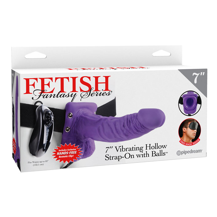 7” Vibrating Hollow Strap-on With Balls