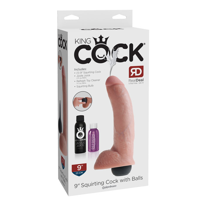 King Cock 9” Squirting Cock With Balls