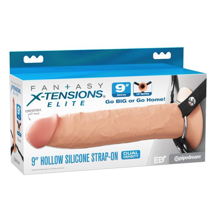 9" Silicone Hollow Strap-On Dual Density